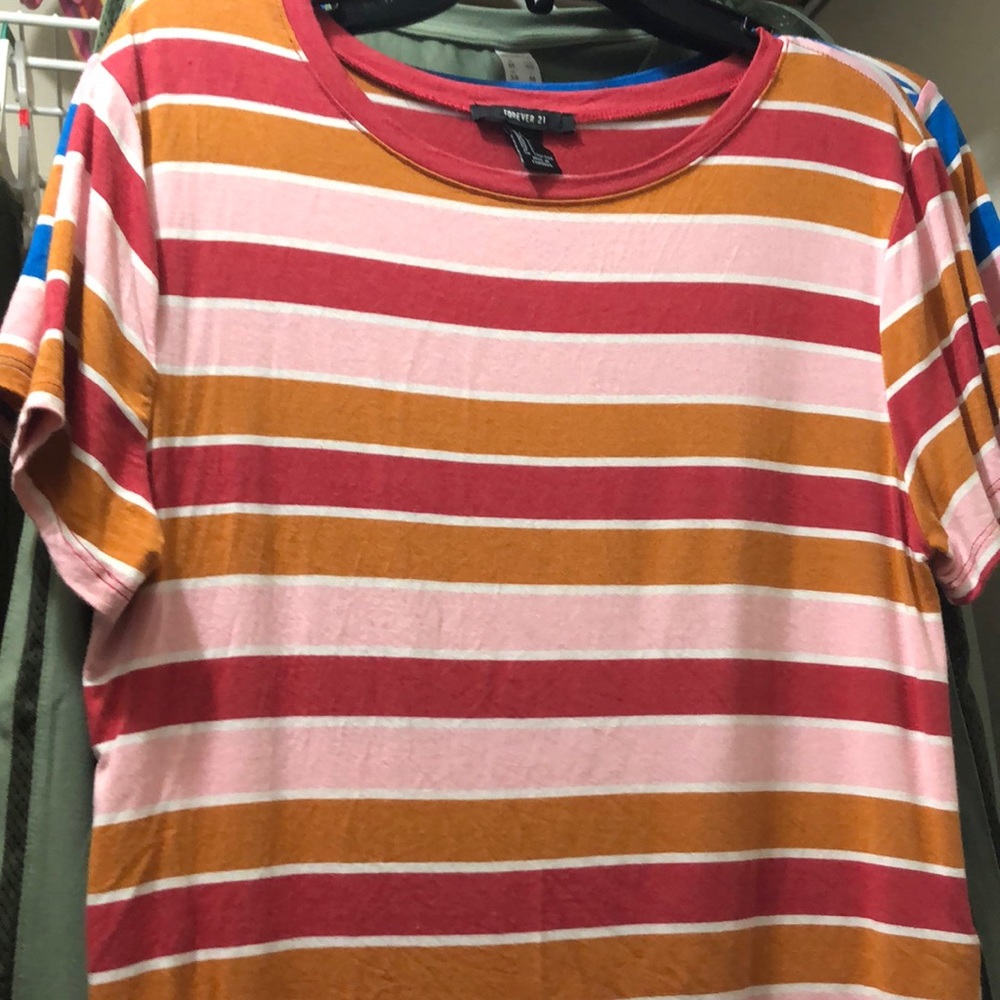 A striped shirt sleeve top